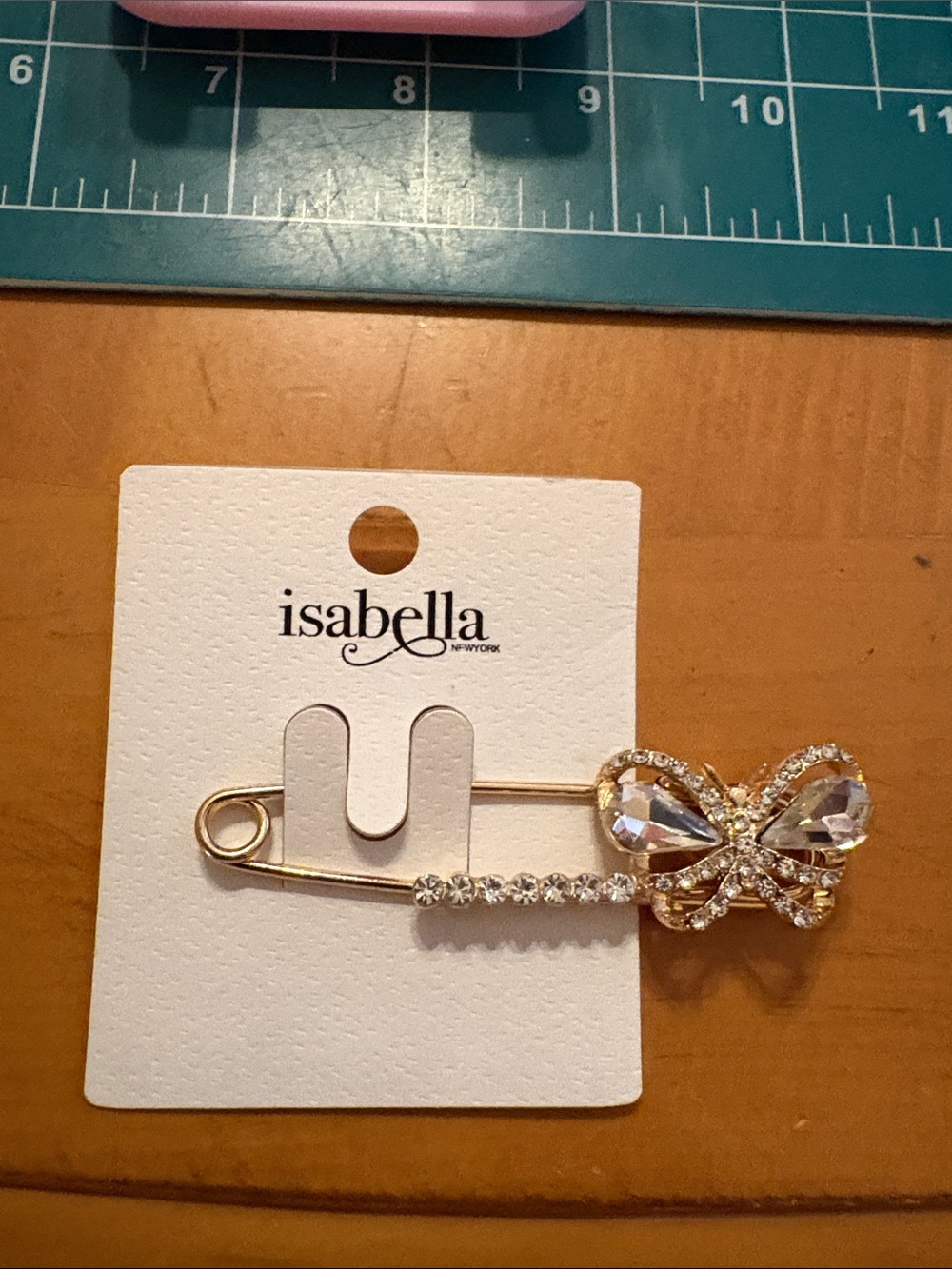 Abella Kids Gold Butterfly Crystal Safety Pin Accent